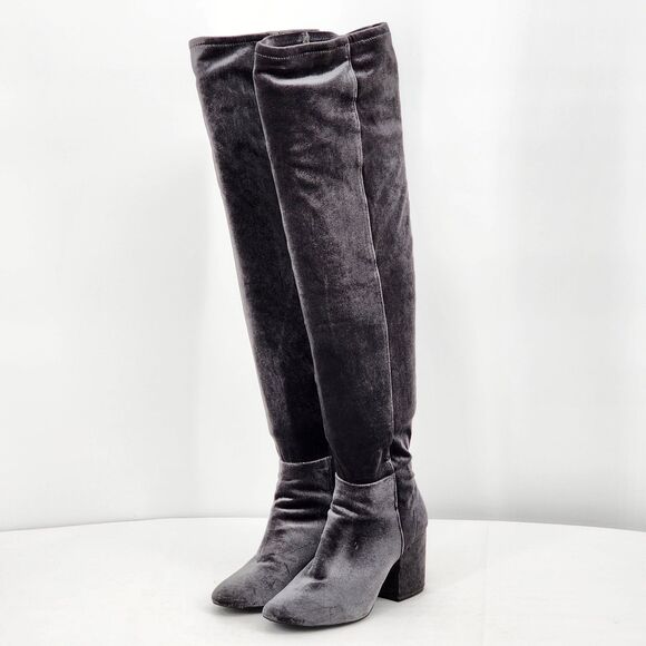 Aldo Belinna Velvet Gray Over The Knee Heeled Boots Size 8.5 - Picture 3 of 9